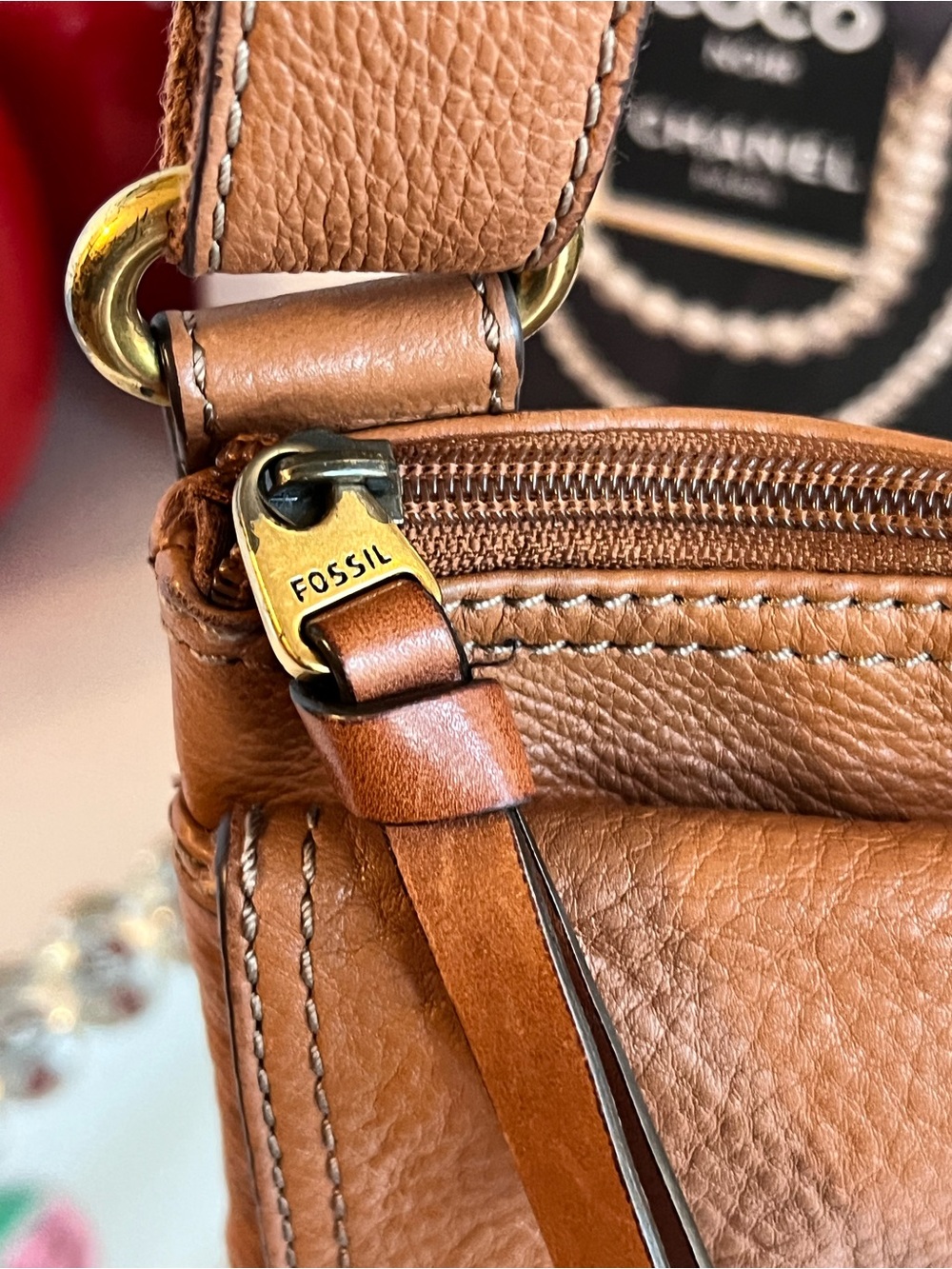 Fossil vintage Brown pebble Leather multiple components Crossbody Bag - Picture 11 of 14